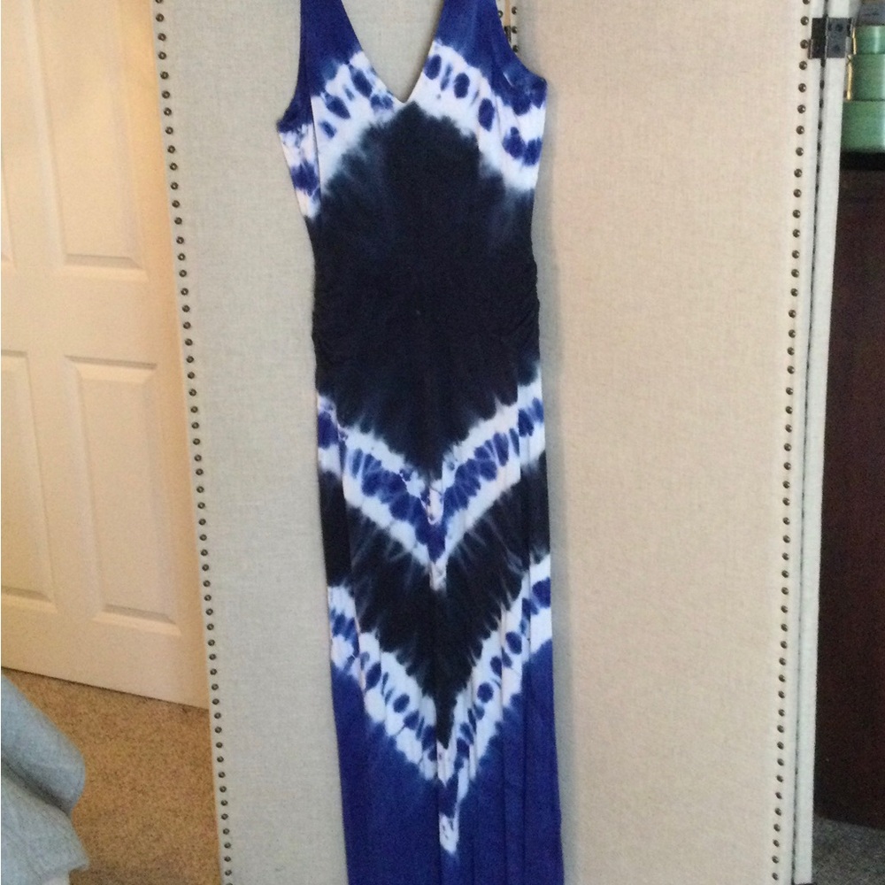 Blue and White Tie-Dye Maxi Dress